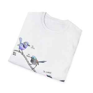 A trio of  Fairy-wrens (spendid, superb and lovely) - Unisex Softstyle T-Shirt Printify