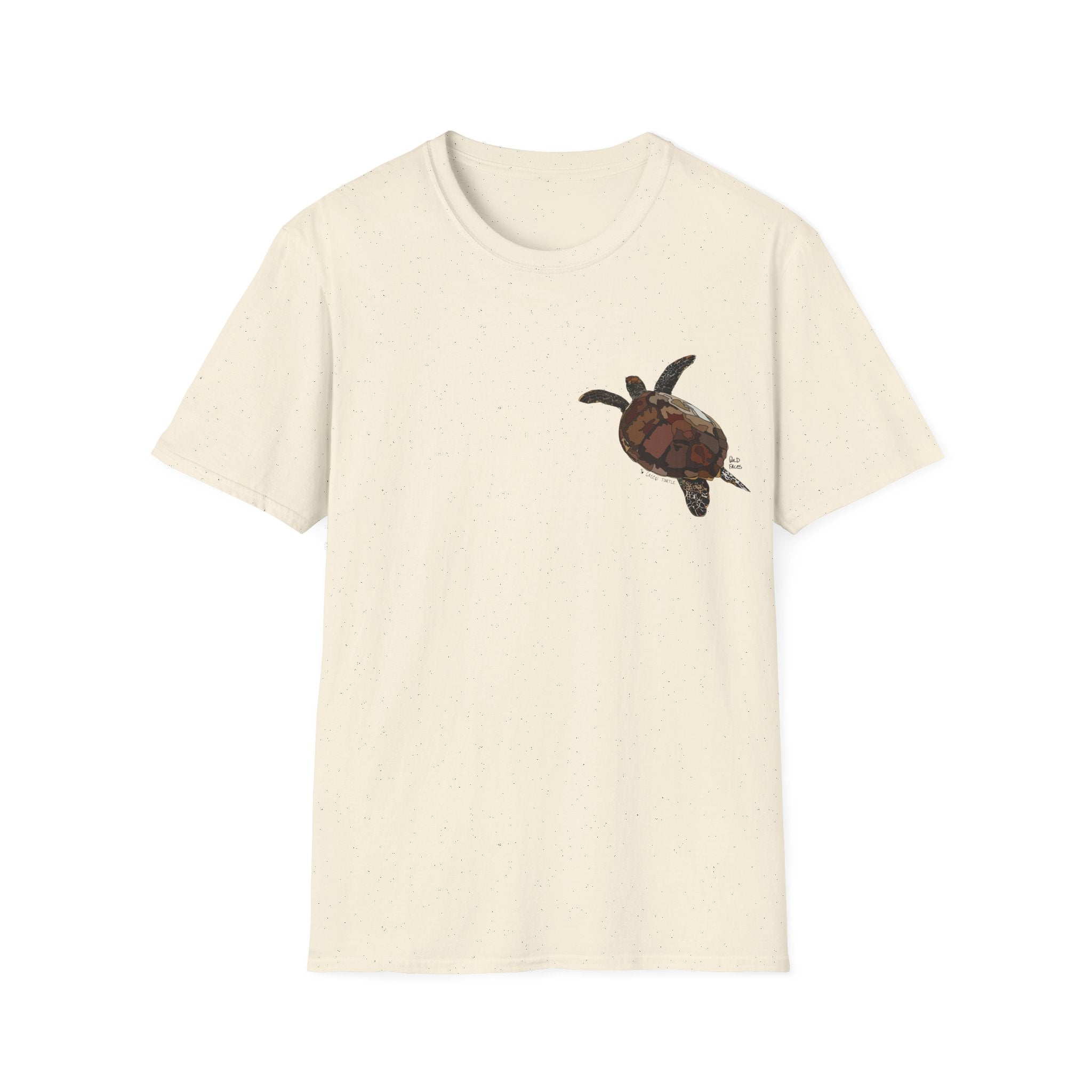 Green Turtle - Small design - Unisex Softstyle T-Shirt Printify