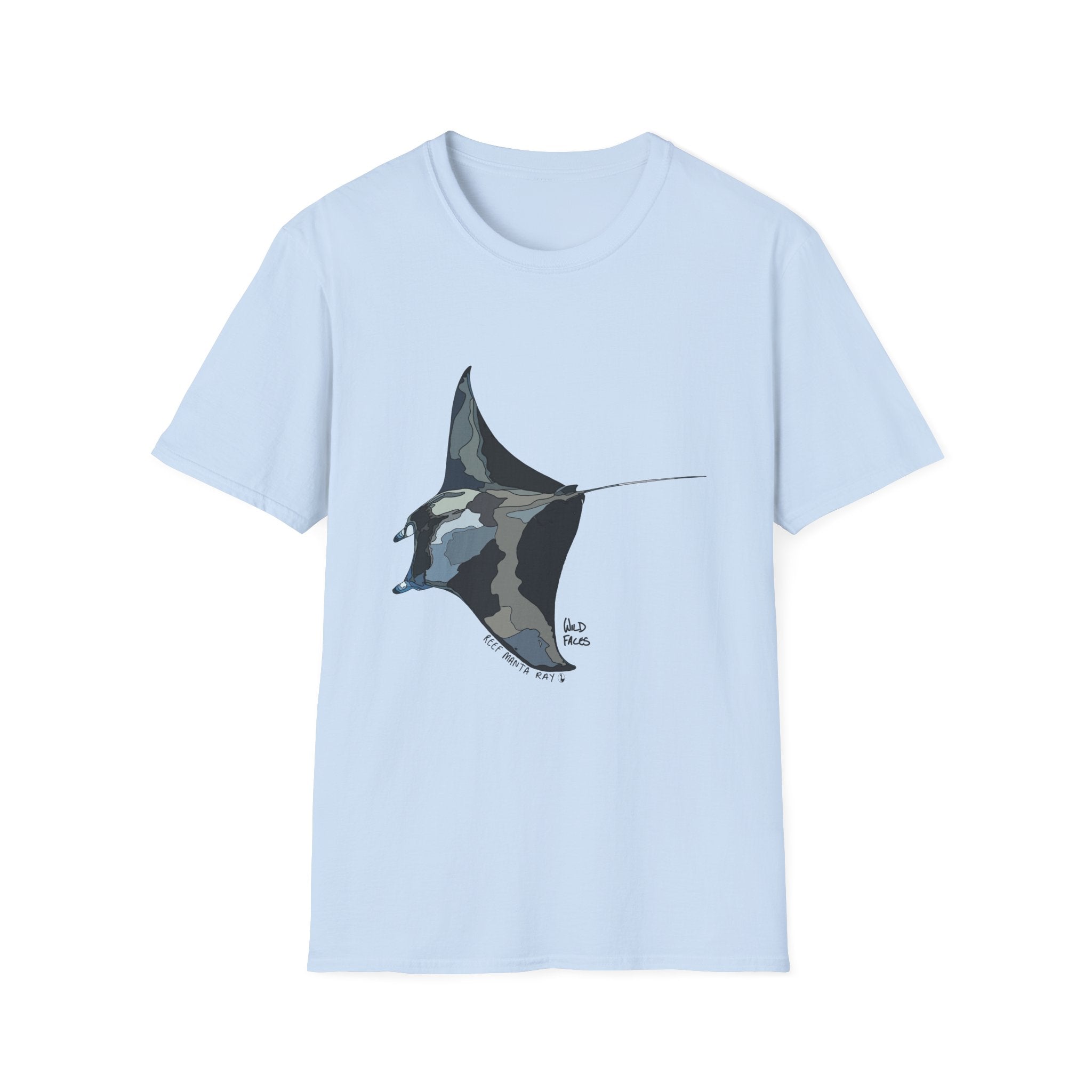 Reef Manta Ray- large design - Unisex Softstyle T-Shirt Printify