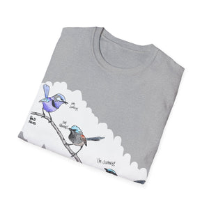 A trio of  Fairy-wrens (spendid, superb and lovely) - Unisex Softstyle T-Shirt Printify