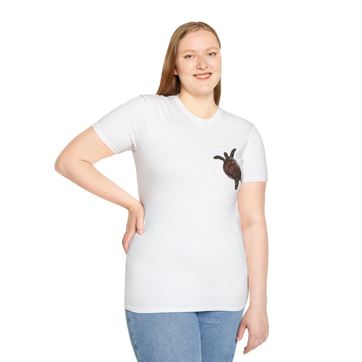 Green Turtle - Small design - Unisex Softstyle T-Shirt