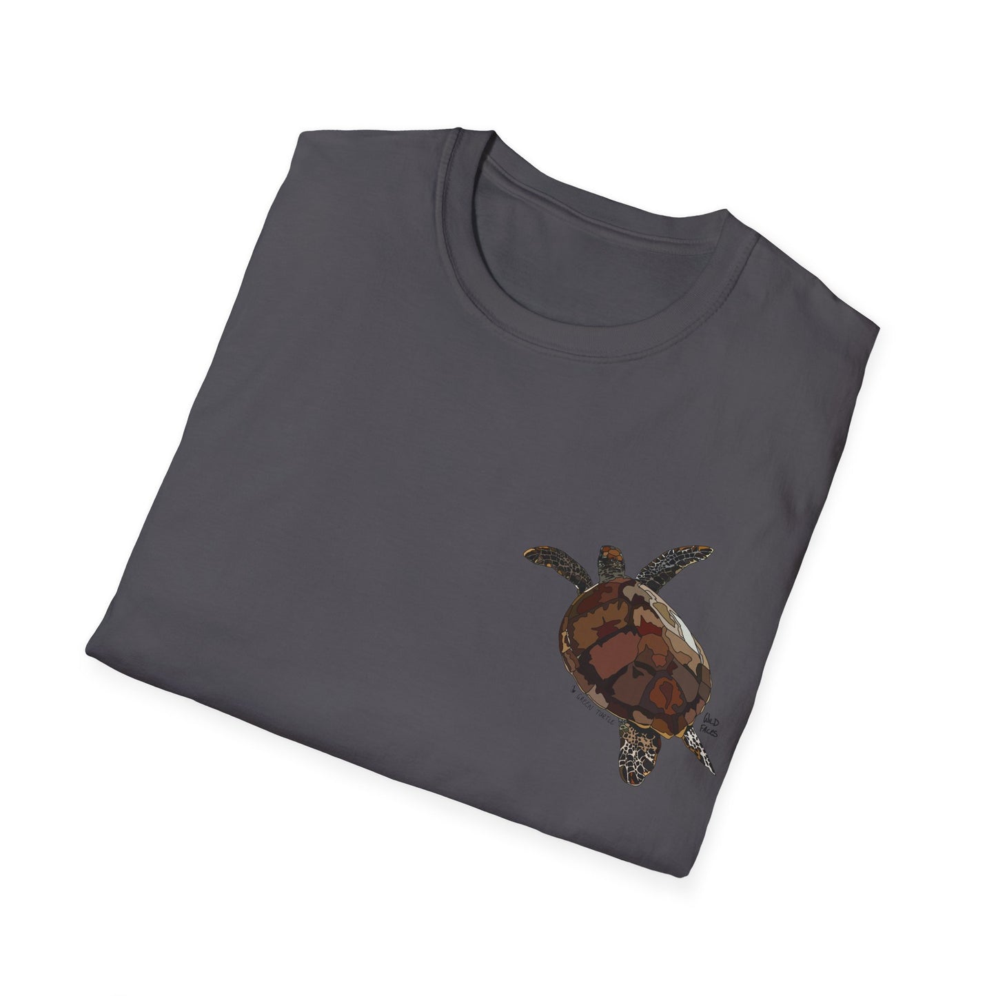 Green Turtle - Small design - Unisex Softstyle T-Shirt