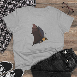 Spectacled Flying Fox (in flight) - Women's Midweight Cotton Tee Printify
