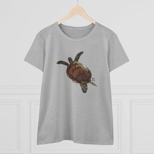 Green Turtle - Women's Midweight Cotton Tee Printify