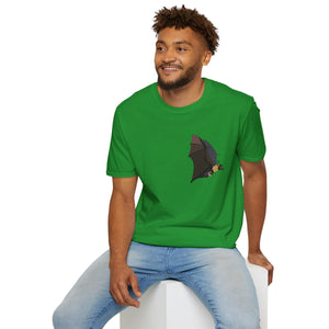 Spectacled Flying Fox (in flight) - Small design - Unisex Softstyle T-Shirt Printify