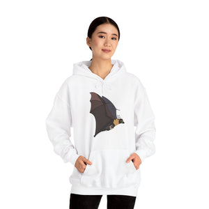 Spectacled Flying Fox (in flight) | Unisex Heavy Blend™ Hooded Sweatshirt Printify
