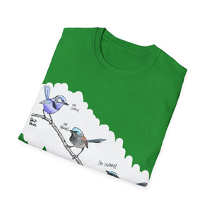 A trio of  Fairy-wrens (spendid, superb and lovely) - Unisex Softstyle T-Shirt Printify