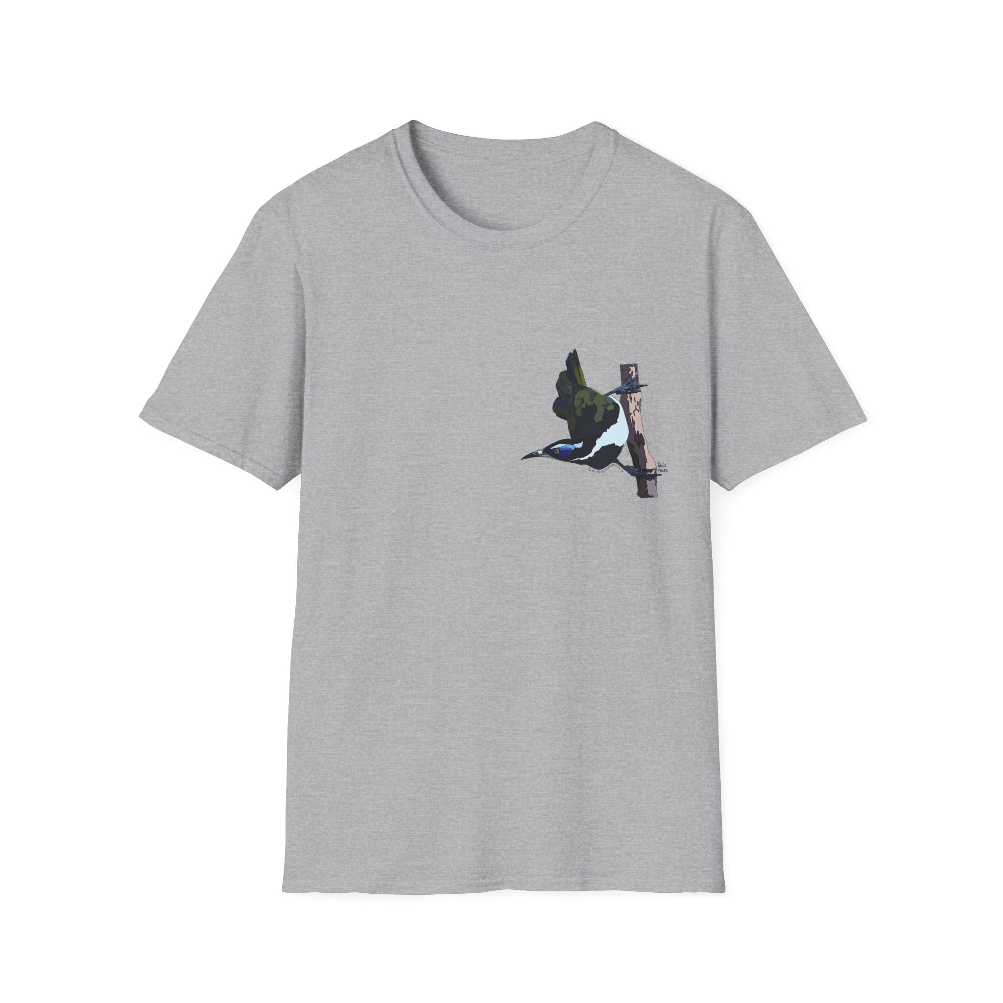 Blue-faced Honeyeater- Small design - Unisex Softstyle T-Shirt Printify