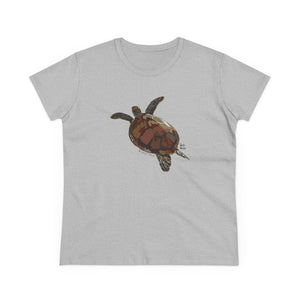 Green Turtle - Women's Midweight Cotton Tee Printify