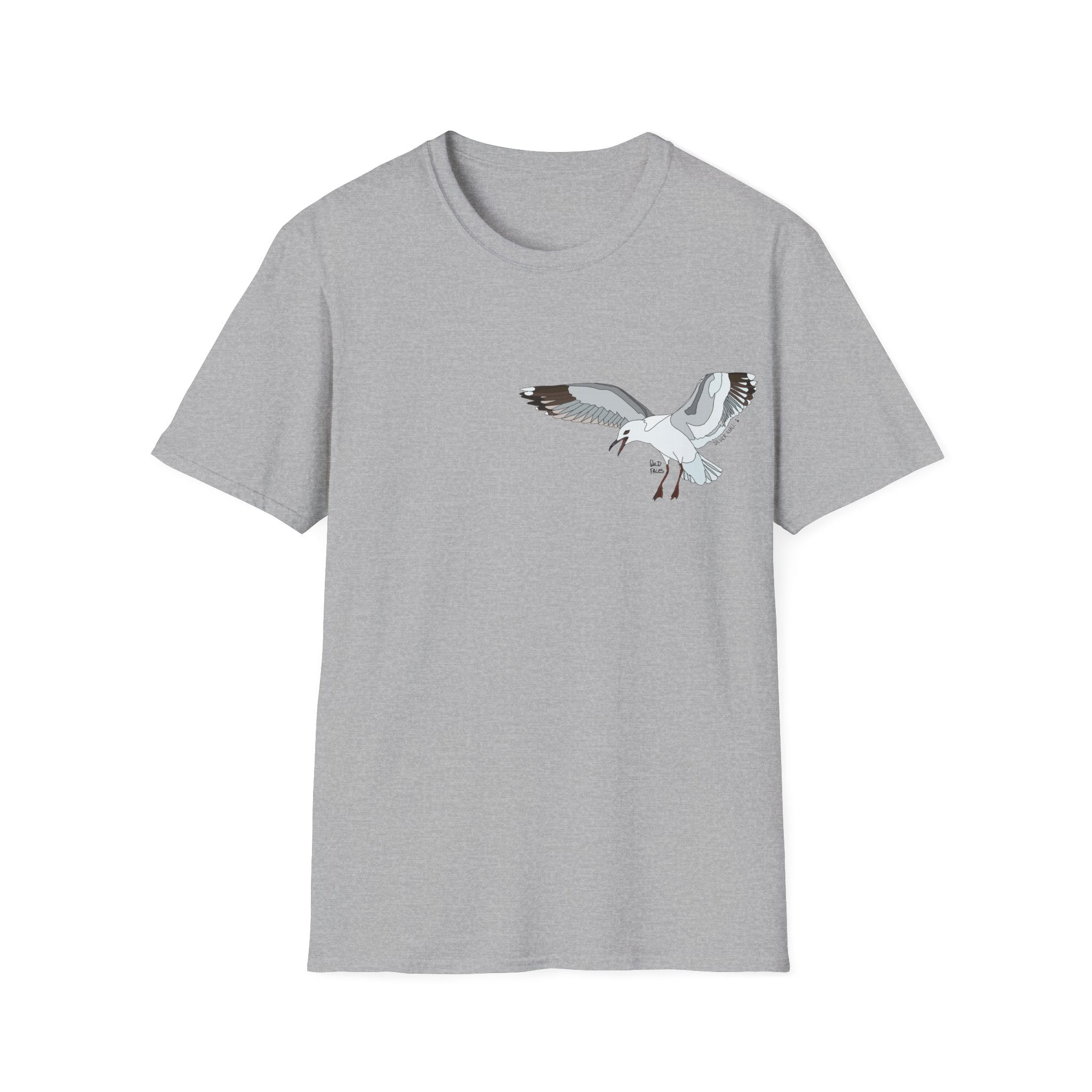 Silver Gull - in flight - Small design - Unisex Softstyle T-Shirt