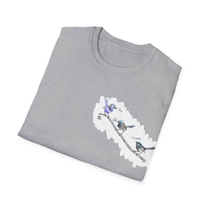 A trio of  Fairy-wrens (spendid, superb and lovely) - Small design - Unisex Softstyle T-Shirt Printify
