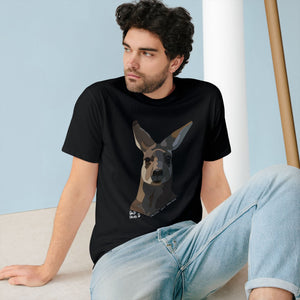 Eastern Grey Kangaroo (white font) | Organic Staple T-shirt Printify