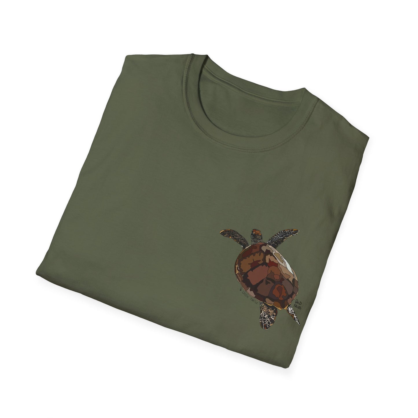 Green Turtle - Small design - Unisex Softstyle T-Shirt