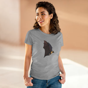 Spectacled Flying Fox (in flight) - Women's Midweight Cotton Tee Printify
