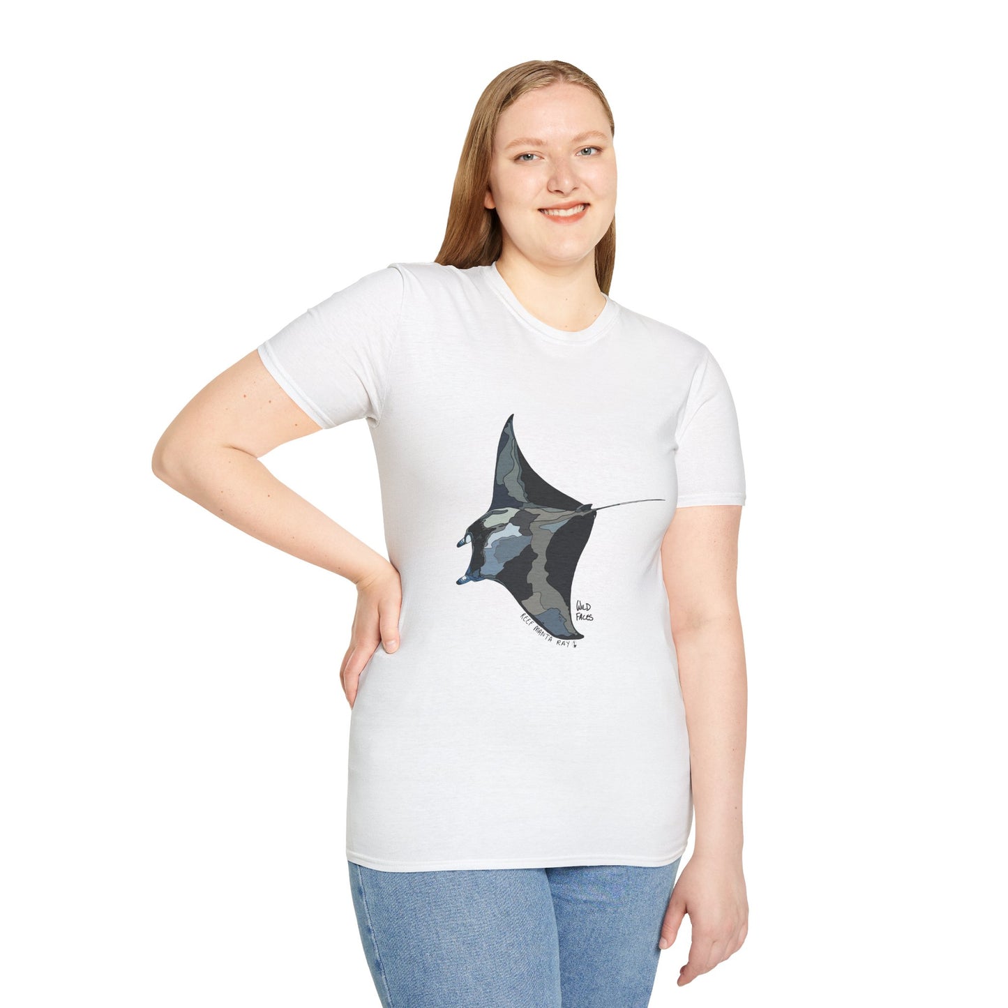 Reef Manta Ray- large design - Unisex Softstyle T-Shirt