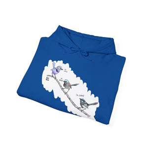 A trio of Fairywrens (spendid, superb and lovely) | Unisex Heavy Blend™ Hooded Sweatshirt Printify