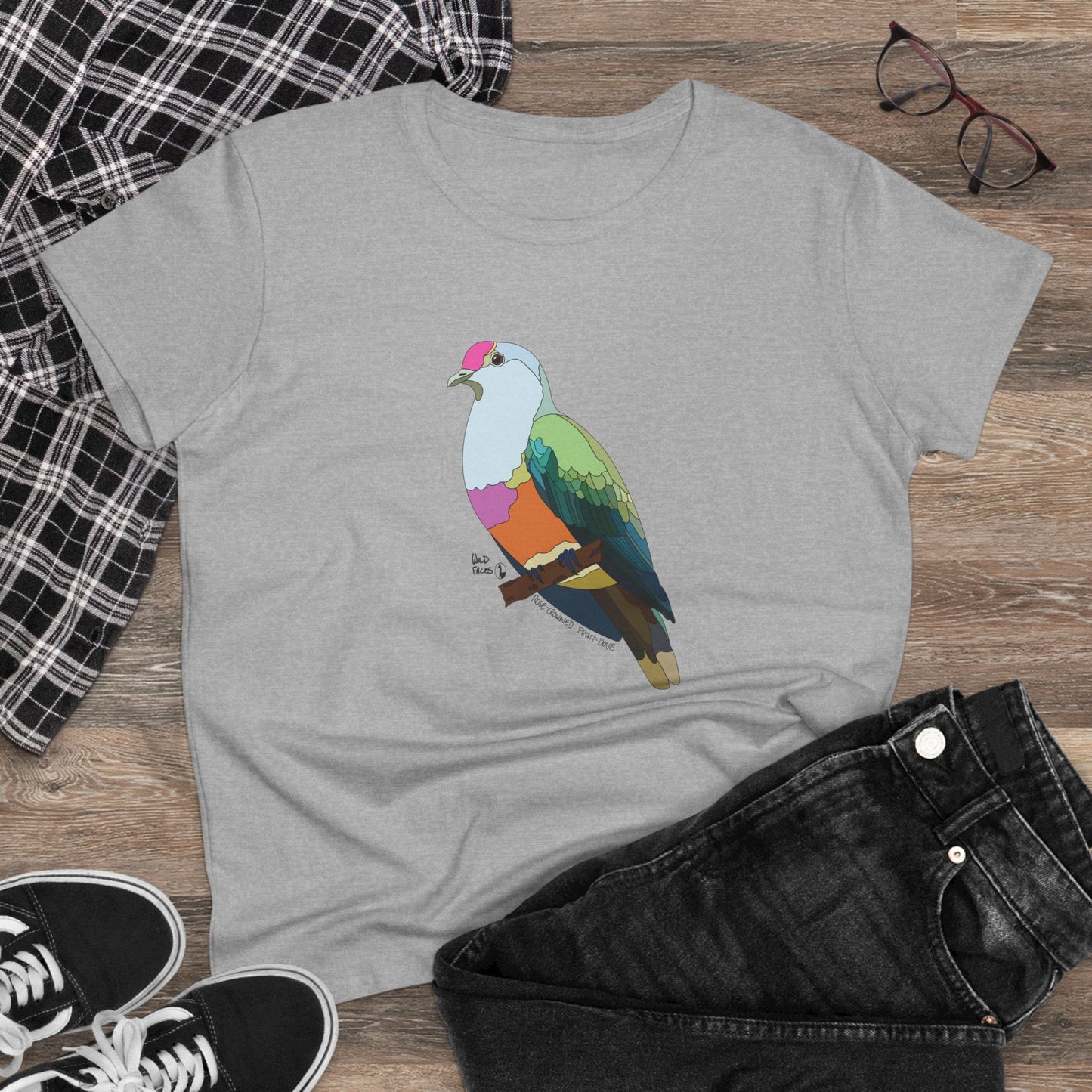 Rose-crowned Fruit Dove - Women's Midweight Cotton Tee Printify