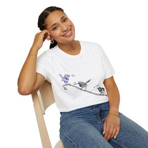 A trio of  Fairy-wrens (spendid, superb and lovely) - Unisex Softstyle T-Shirt Printify