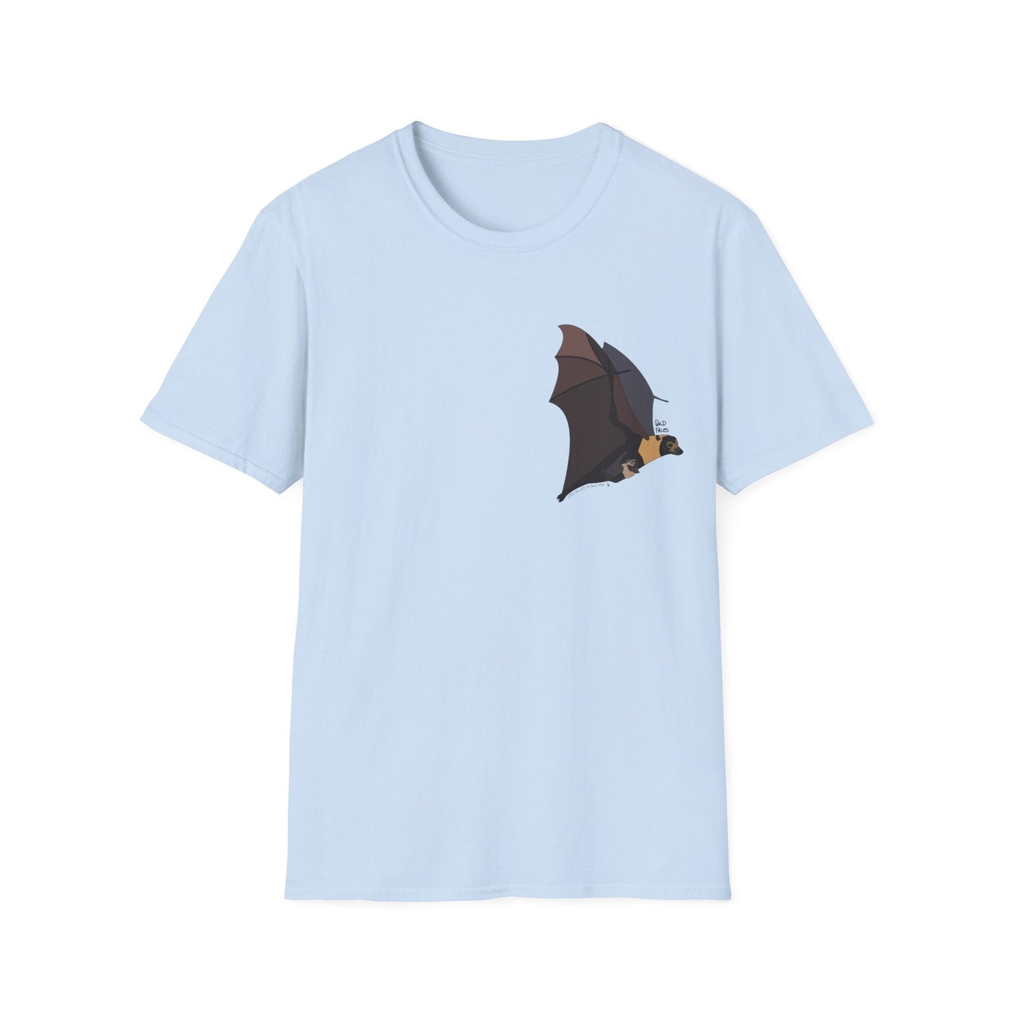 Spectacled Flying Fox (in flight) - Small design - Unisex Softstyle T-Shirt Printify