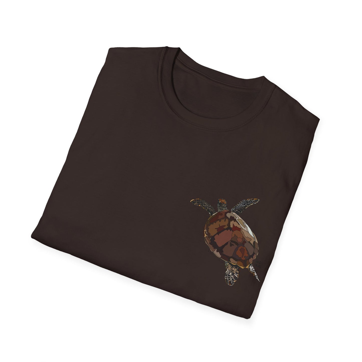 Green Turtle - Small design - Unisex Softstyle T-Shirt