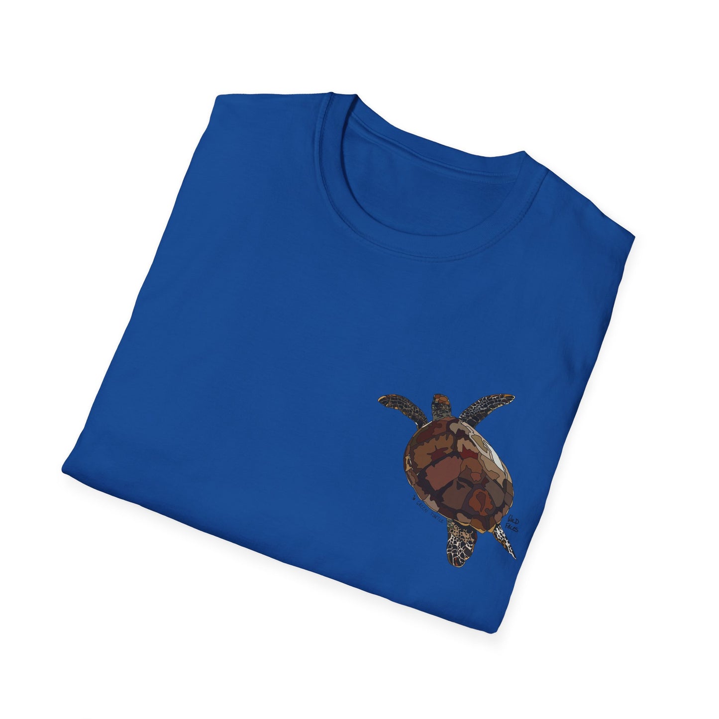 Green Turtle - Small design - Unisex Softstyle T-Shirt