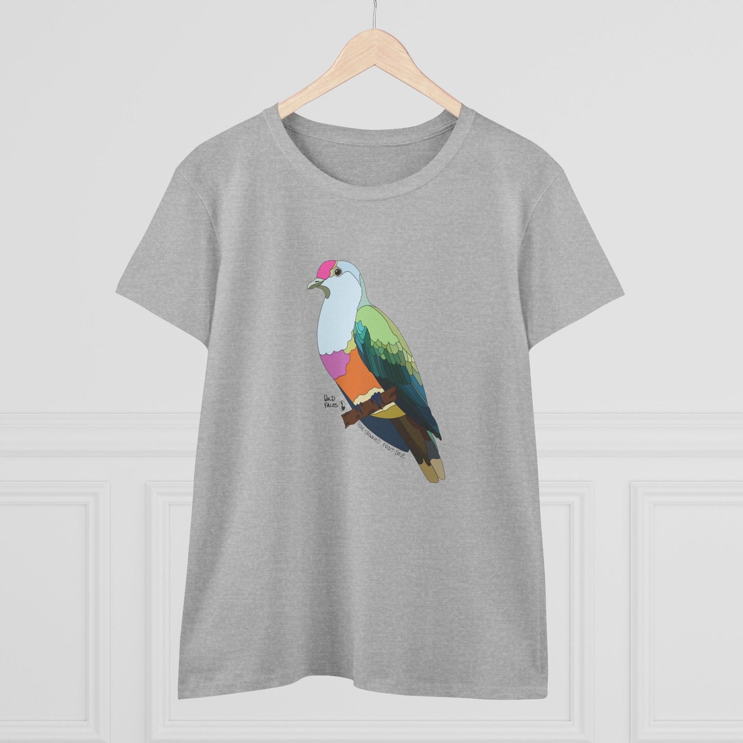 Rose-crowned Fruit Dove - Women's Midweight Cotton Tee Printify
