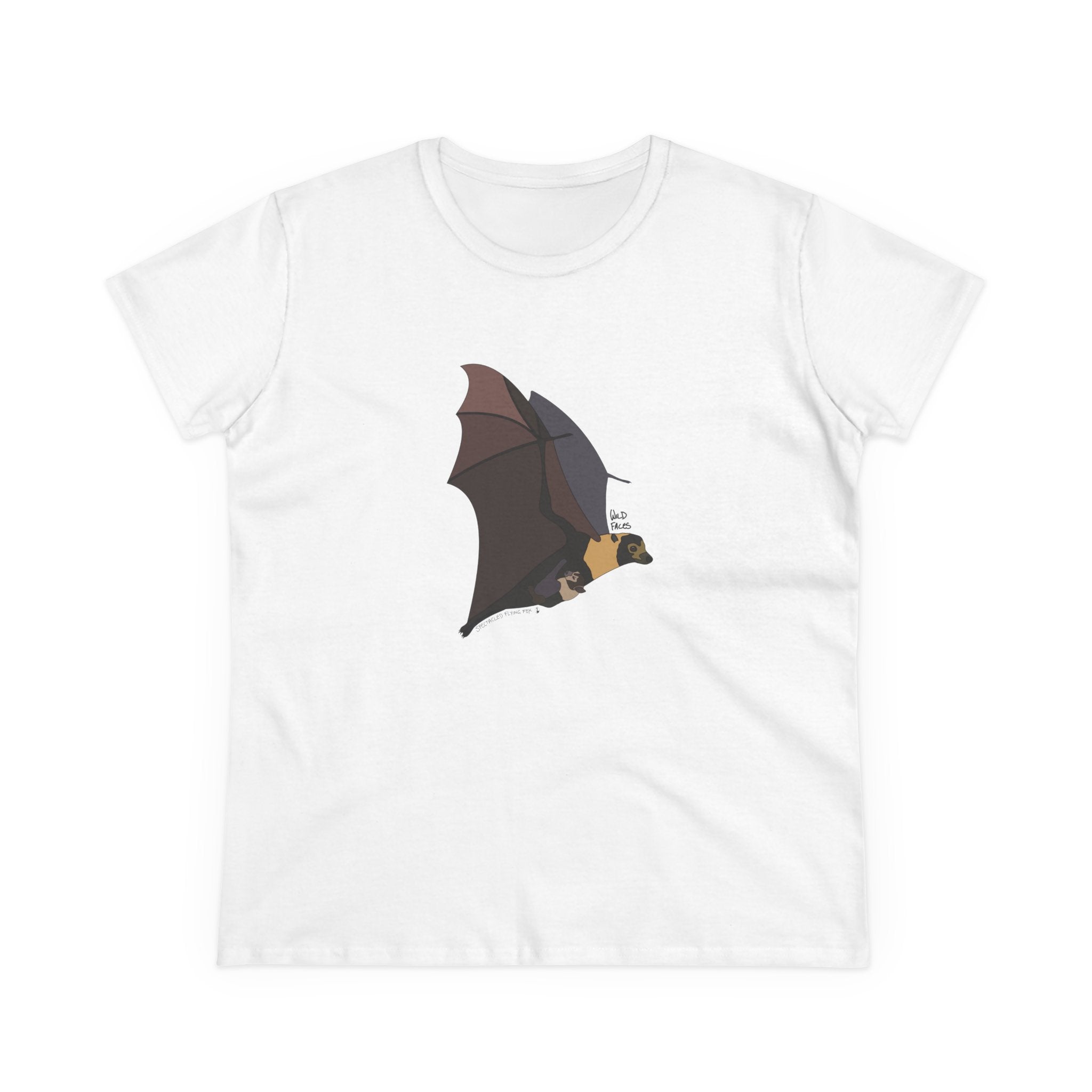 Spectacled Flying Fox (in flight) - Women's Midweight Cotton Tee Printify