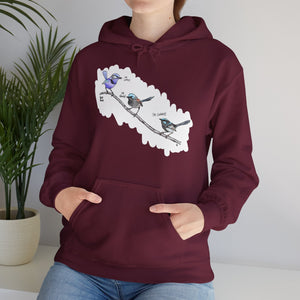 A trio of Fairywrens (spendid, superb and lovely) | Unisex Heavy Blend™ Hooded Sweatshirt Printify