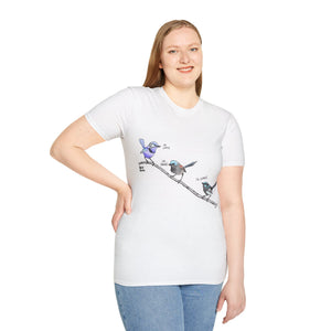 A trio of  Fairy-wrens (spendid, superb and lovely) - Unisex Softstyle T-Shirt Printify