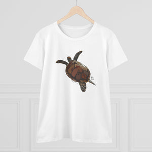 Green Turtle - Women's Midweight Cotton Tee Printify