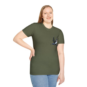 Blue-faced Honeyeater- Small design - Unisex Softstyle T-Shirt Printify