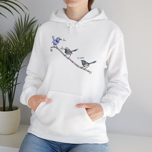 A trio of Fairywrens (spendid, superb and lovely) | Unisex Heavy Blend™ Hooded Sweatshirt Printify