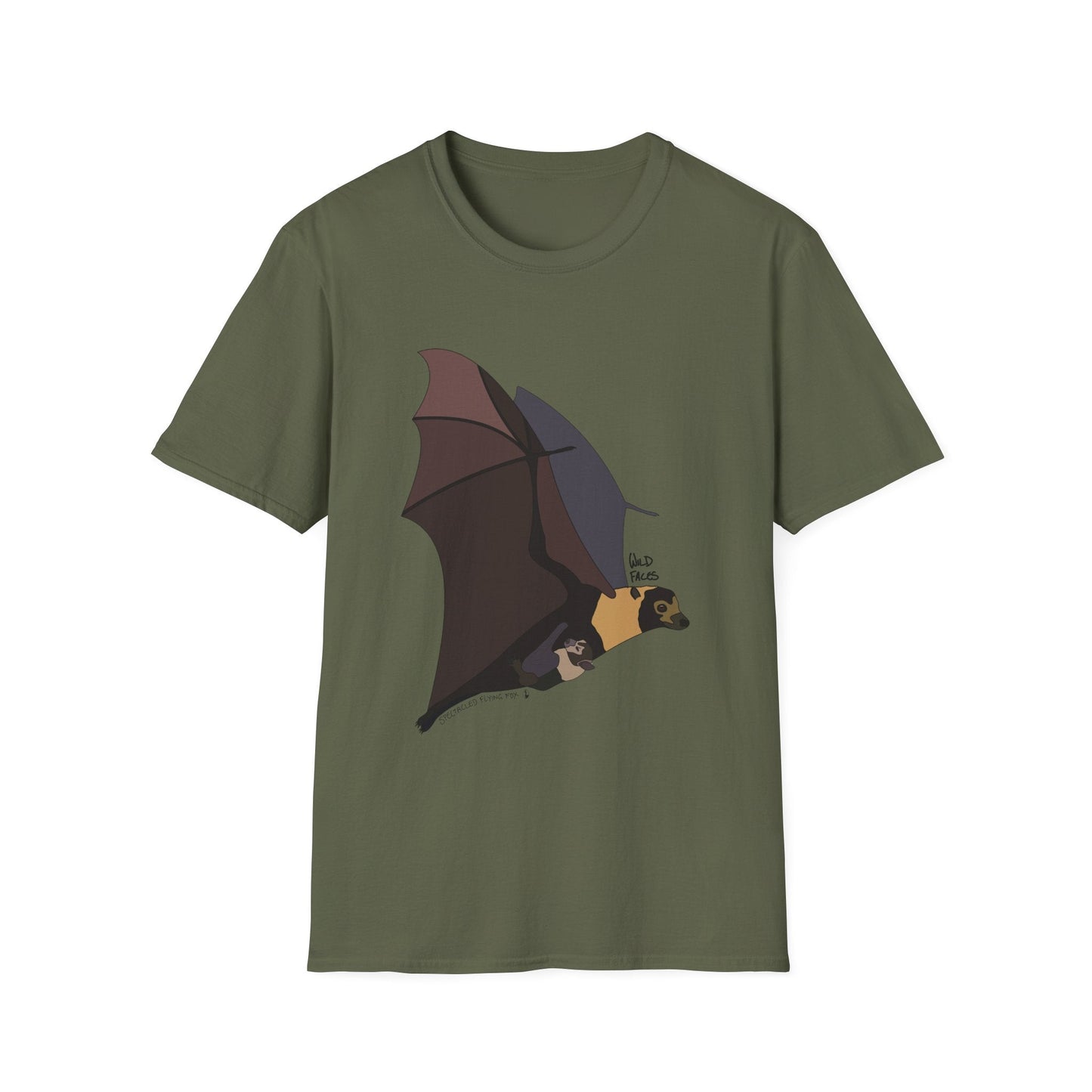 Spectacled Flying Fox (in flight) - Unisex Softstyle T-Shirt Printify