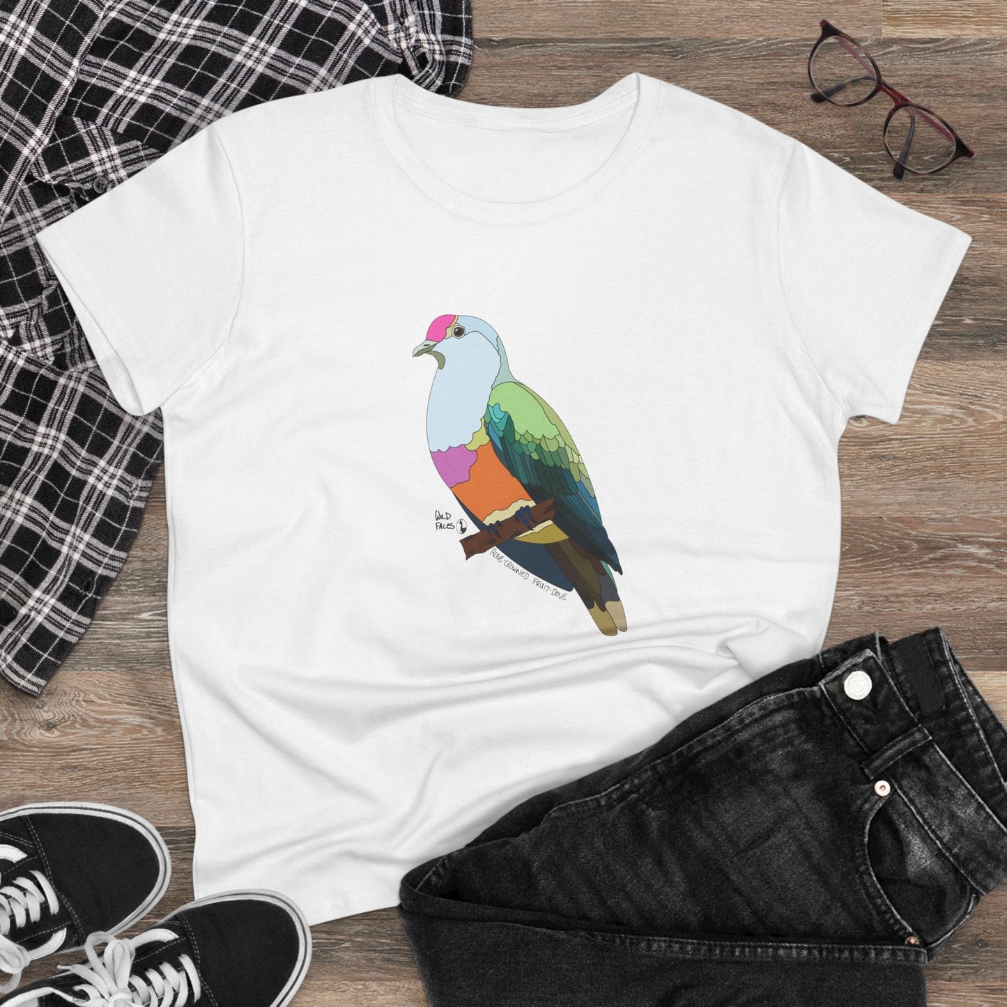 Rose-crowned Fruit Dove - Women's Midweight Cotton Tee Printify