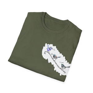 A trio of  Fairy-wrens (spendid, superb and lovely) - Small design - Unisex Softstyle T-Shirt Printify