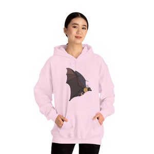 Spectacled Flying Fox (in flight) | Unisex Heavy Blend™ Hooded Sweatshirt Printify