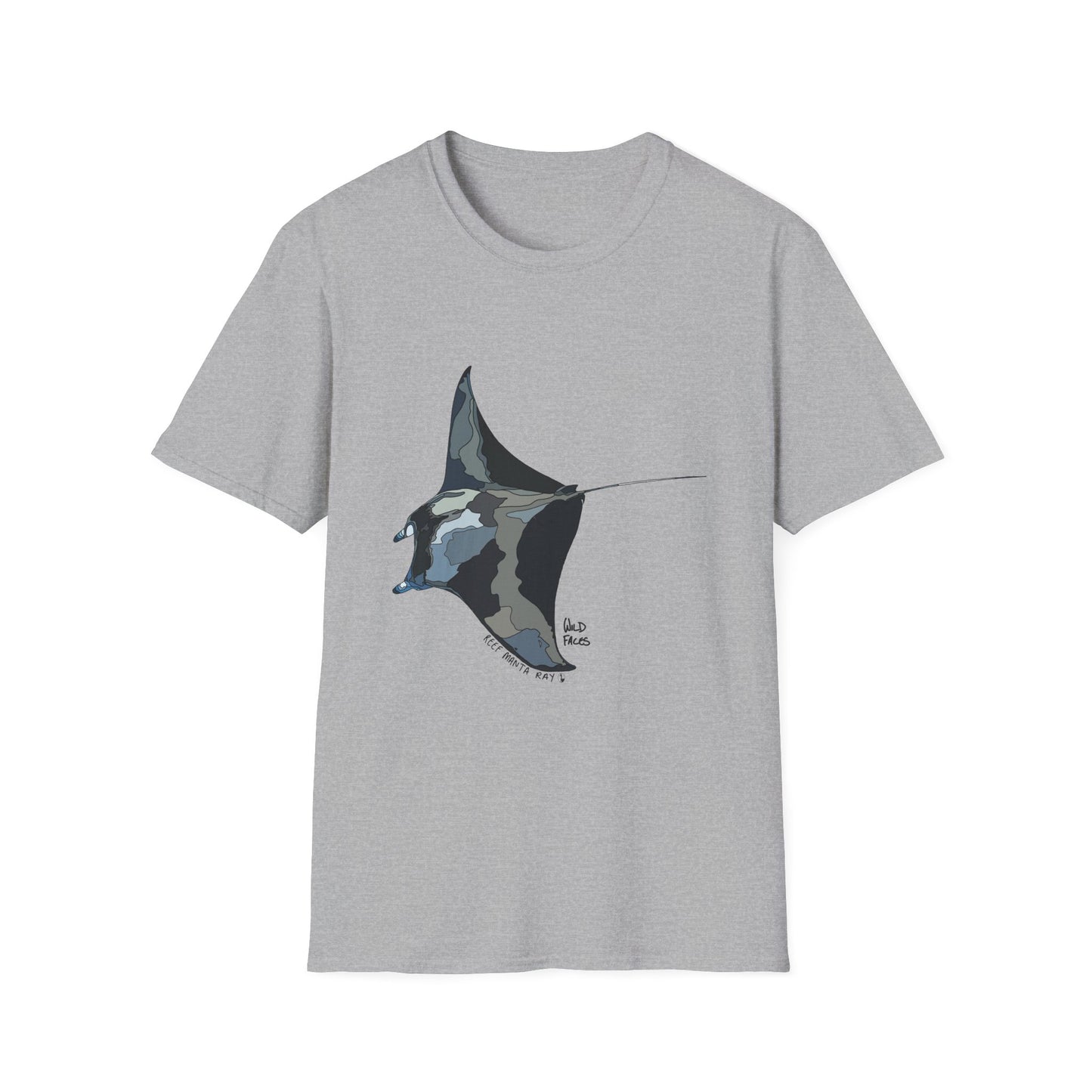 Reef Manta Ray- large design - Unisex Softstyle T-Shirt