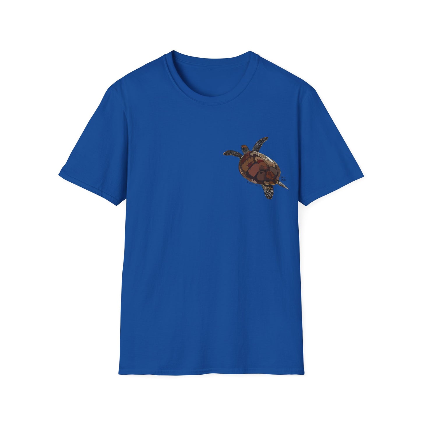 Green Turtle - Small design - Unisex Softstyle T-Shirt