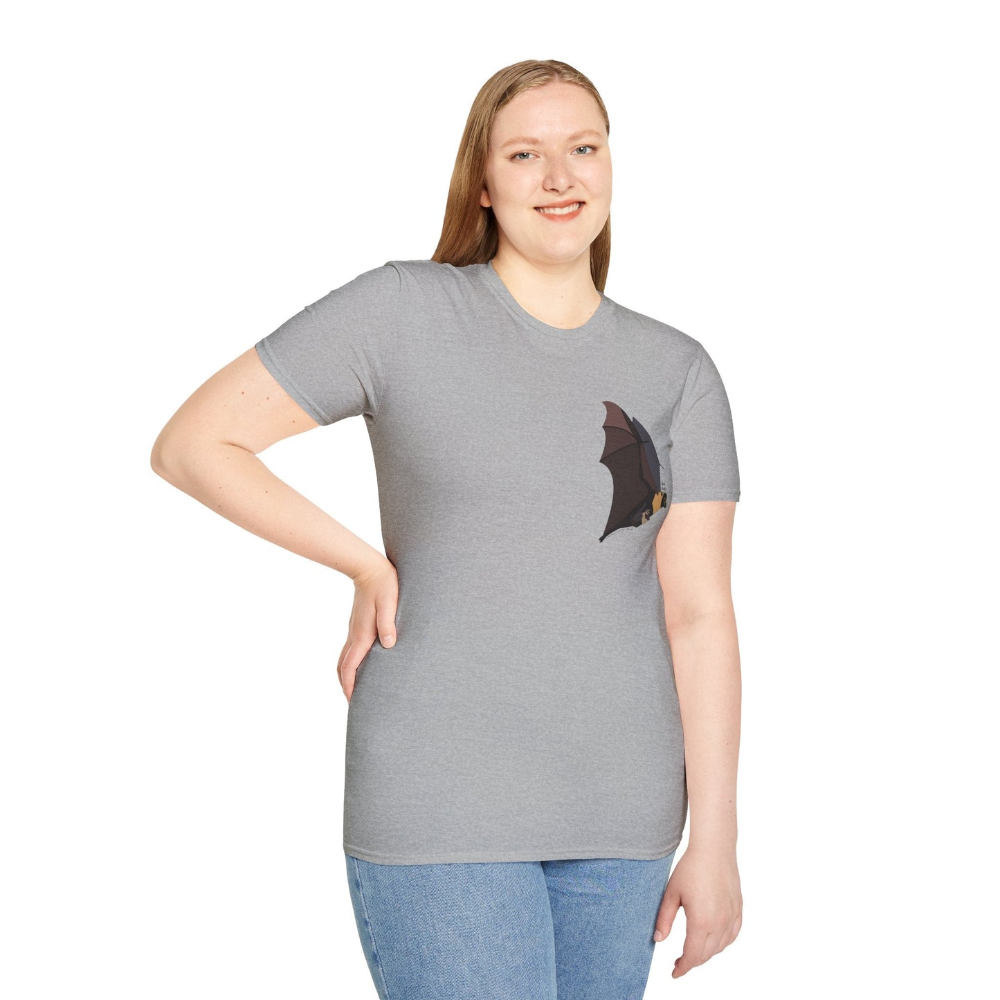 Spectacled Flying Fox (in flight) - Small design - Unisex Softstyle T-Shirt Printify
