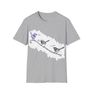 A trio of  Fairy-wrens (spendid, superb and lovely) - Unisex Softstyle T-Shirt Printify