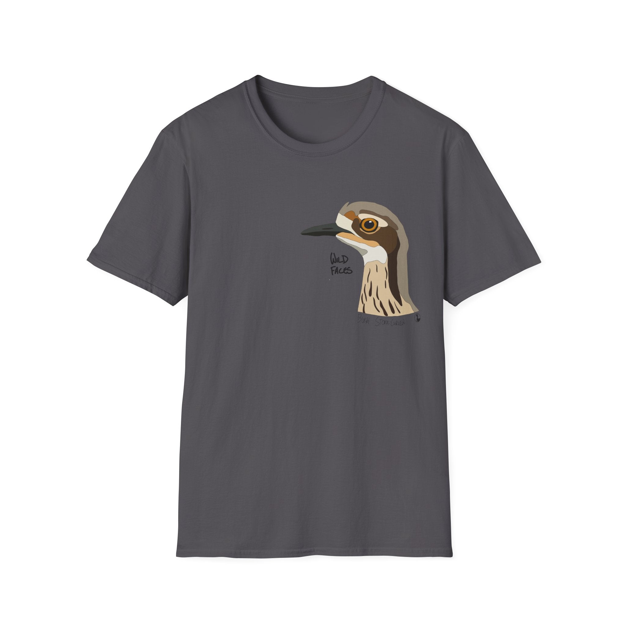Bush Stone-curlew Head- Small design - Unisex Softstyle T-Shirt Printify