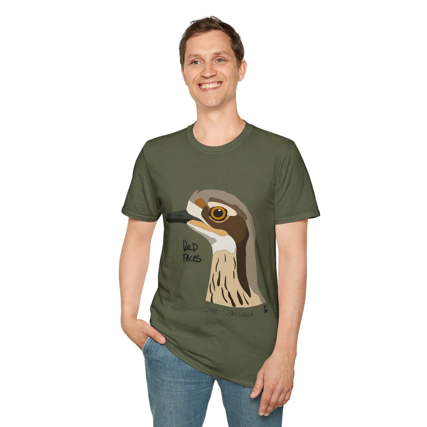 Bush Stone-curlew Head - Unisex Softstyle T-Shirt Printify