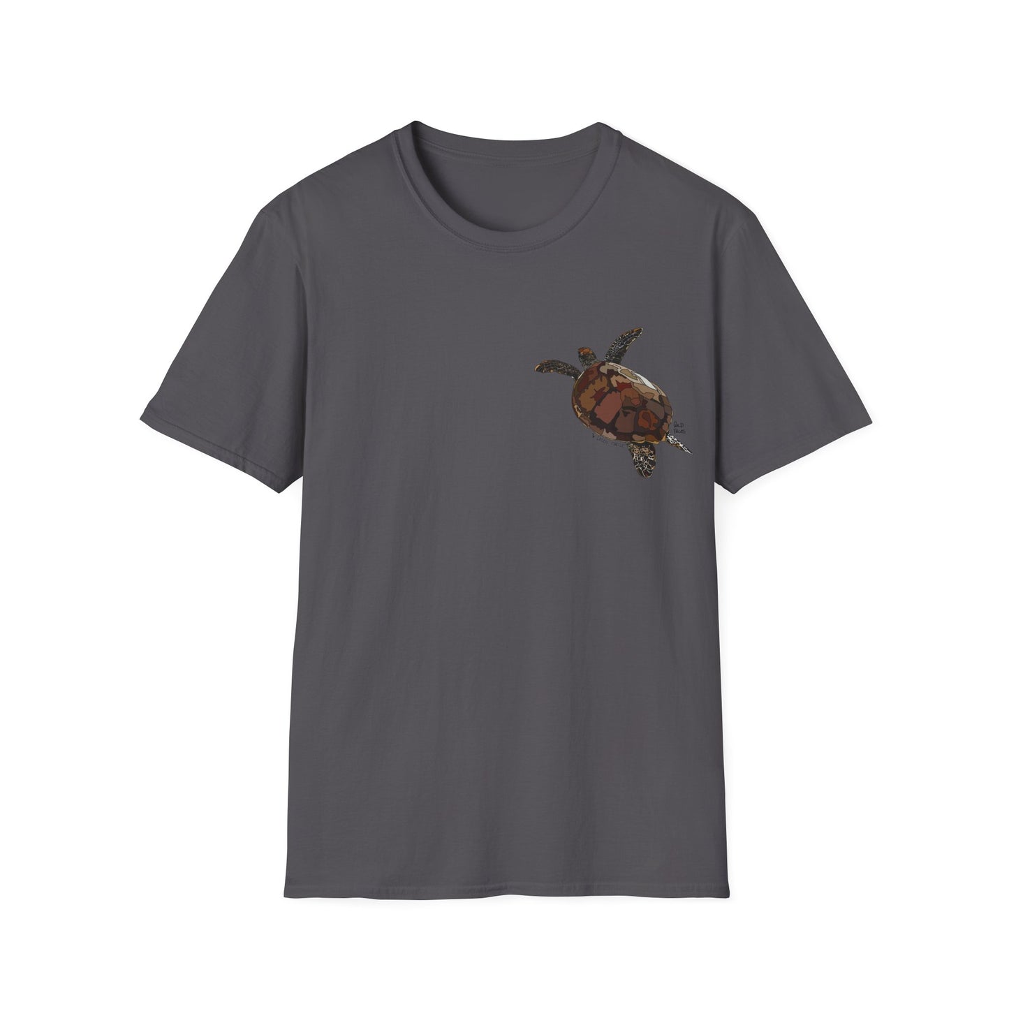 Green Turtle - Small design - Unisex Softstyle T-Shirt