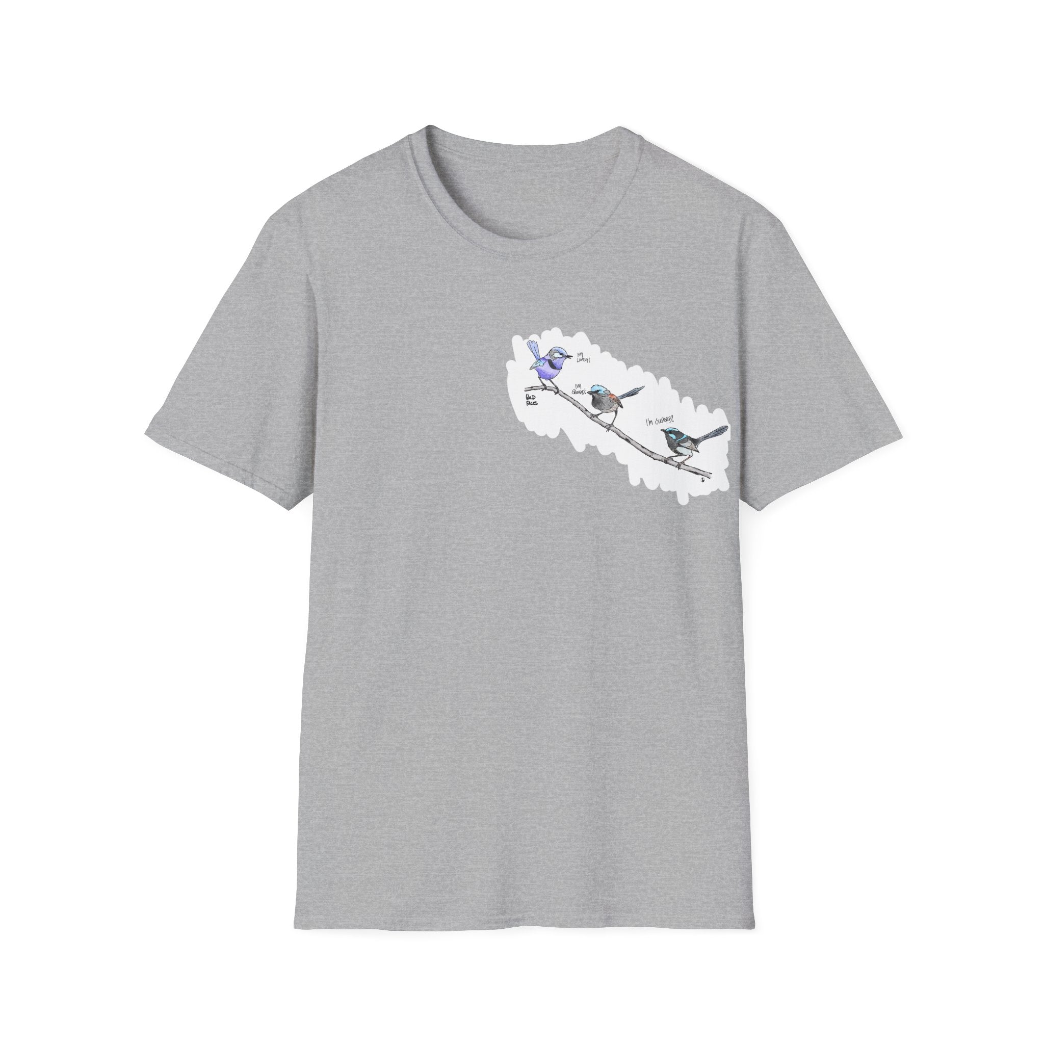 A trio of Fairy-wrens (spendid, superb and lovely) - Small design - Unisex Softstyle T-Shirt Printify