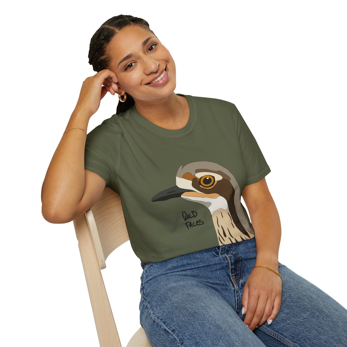 Bush Stone-curlew Head - Unisex Softstyle T-Shirt Printify