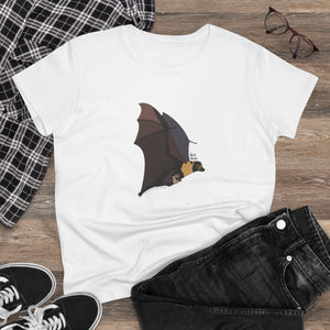 Spectacled Flying Fox (in flight) - Women's Midweight Cotton Tee Printify