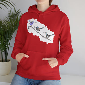 A trio of Fairywrens (spendid, superb and lovely) | Unisex Heavy Blend™ Hooded Sweatshirt Printify