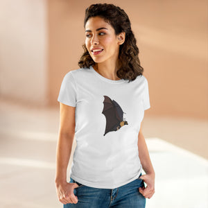 Spectacled Flying Fox (in flight) - Women's Midweight Cotton Tee Printify