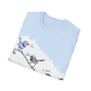 A trio of  Fairy-wrens (spendid, superb and lovely) - Unisex Softstyle T-Shirt Printify
