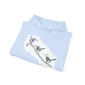 A trio of Fairywrens (spendid, superb and lovely) | Unisex Heavy Blend™ Hooded Sweatshirt Printify
